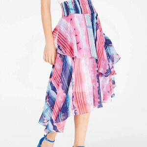 NWT INC Smocked Ruffled Midi Skirt Size Large